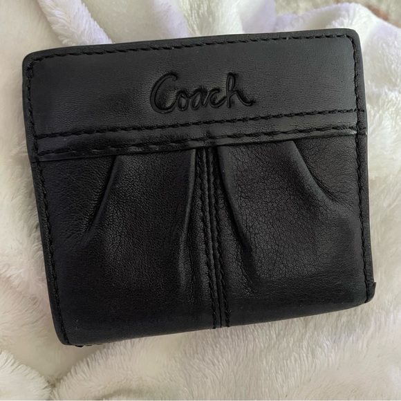 Coach Black Leather Mini Wallet - Picture 1 of 8